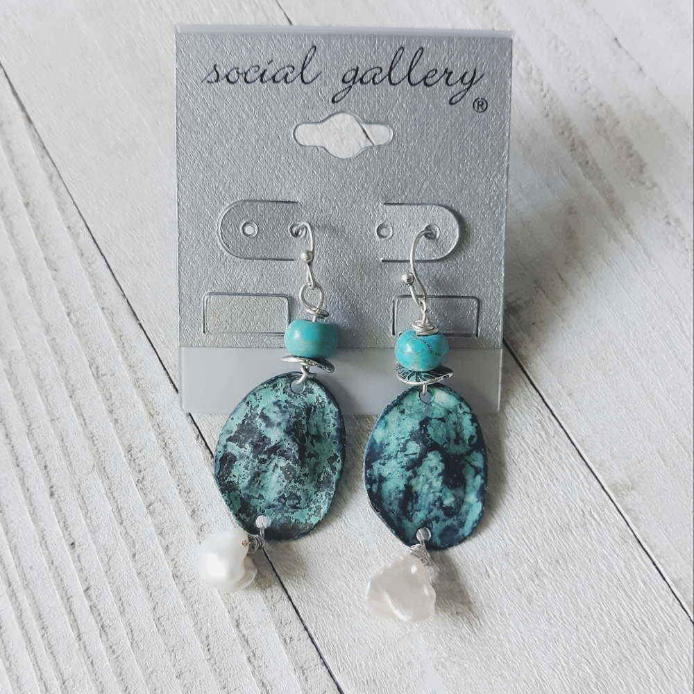 Hammered Patina Bead Earrings
